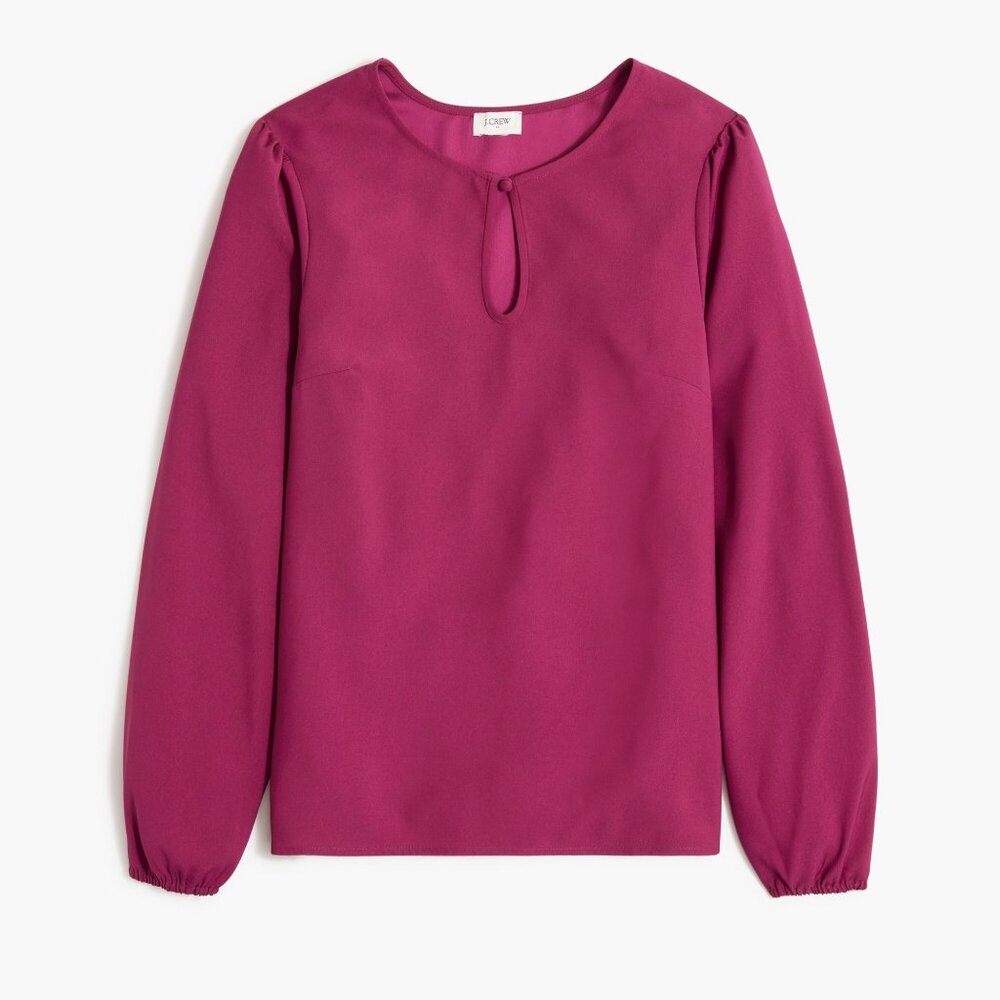 NWT J. Crew Womens Size Small Berry Purple Keyhole Crepe Blouse Top NEW